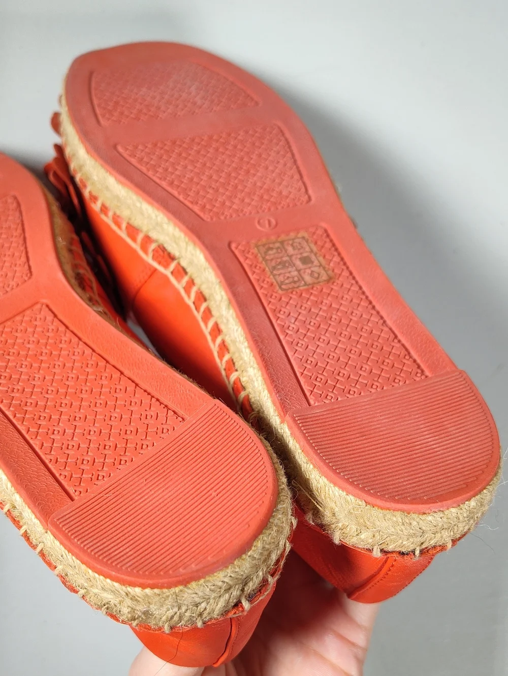 Tory Burch Blossom Espadrille Nappa Leather Flats Samba Orange 7‎